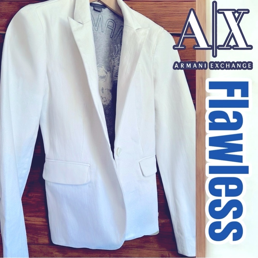 Super RARE 🔥 Armani Exchange Like NEW White Blazer Tailored, One Button, Satin - Picture 13 of 16